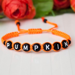 Bratara macramé impletita - Halloween Pumpkin negru/portocaliu, , , ARTYNOS
