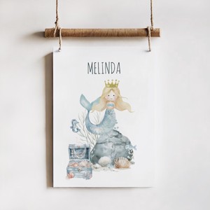 Decalcare de perete personalizata pentru camera copilului, poster de perete cu mica sirena, , , ARTYNOS