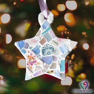 Mozaic din sticlă ornament pentru pomul de Crăciun stea -  - Artynos.ro
