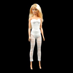 Colanți albi, transparenți, cu dungi, ciorapi � îmbrăcăminte pentru păpuși de tip Barbie (b005eg) -  - Artynos.ro
