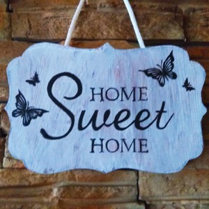 Acasă dulce acasă fluture bun venit bord stil de epocă -  - Artynos.ro