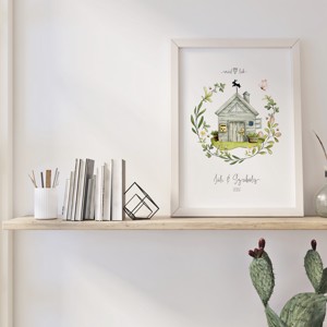 Casă de casă personalizată, imagine de casă de casă, cadou de nuntă, cuplu dedicat numelui, cadou aniversar -  - Artynos.ro