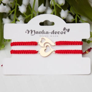 Brățară de cuplu, brățară de dragoste pentru cupluri brățară macrame împletită - Brățară cu inimă roșie -  - Artynos.ro