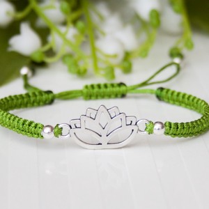 Bratara macramé impletita - Lotus blossom verde, , , ARTYNOS
