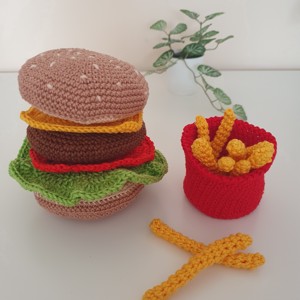 Hamburger crosetat cu cartofi prajiti, Jucarii si echipamente pentru copii, Plusuri, Legume, fructe de plus, , ARTYNOS