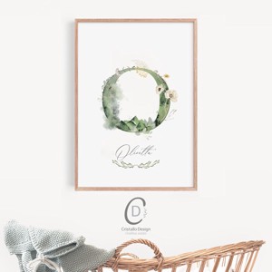 Scrisoare O, monogramă, imagine zi nume, decorare, decor de perete verdeață, personalizat -  - Artynos.ro