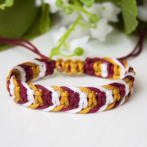 Bratara macramé impletita in trei culori - Bordeaux/gold/white, , , ARTYNOS
