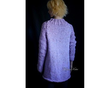 ERNA ALPAKA - pulover lung exclusiv tricotat manual/ violet - îmbrăcăminte și modă - haine damă - hanorace, cardigane - Artynos.ro