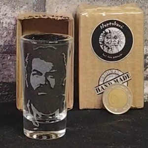 Pahar de shot din sticla de 2,5 cl, cu model Bud Spencer, gravat manual , , , ARTYNOS