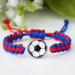 Bratara macramé impletita pentru copii - Fotbal albastru-rosu, , , ARTYNOS