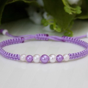 Bratara macramé impletita - Margele mov, , , ARTYNOS