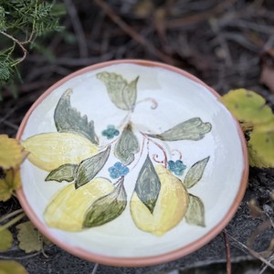 Farfurie ceramica facuta manual - Lemon Garden 17 cm - Artynos.ro