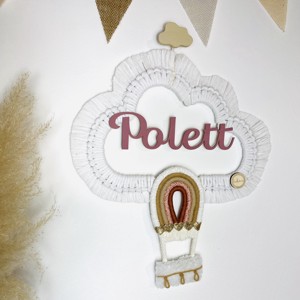 Nor macramé personalizat cu balon cu aer cald decorațiune de perete (mic) -  - Artynos.ro