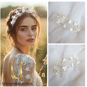 VIVIANA - Coronita florala mireasa, Accesorii nuntă, Ornamente de păr de nuntă, Accesorii păr nuntă, Împletitură, ARTYNOS