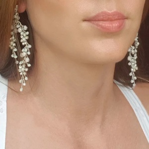 Cercei lungi mireasa Ava - accesorii nuntă - bijuterii mireasă - cercei mireasă - Artynos.ro