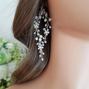 Cercei lungi mireasa Ava - accesorii nuntă - bijuterii mireasă - cercei mireasă - Artynos.ro