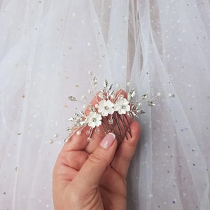 CATARINA - Pieptan mireasa floral, romantic si feminin - accesorii nuntă - ornamente de păr de nuntă - accesorii păr nuntă - Artynos.ro