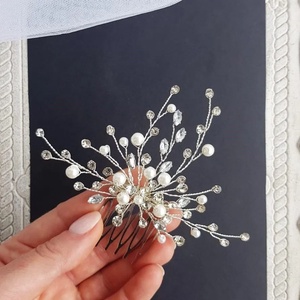 BELLA - Pieptan mireasa cu perle si cristale - accesorii nuntă - ornamente de păr de nuntă - accesorii păr nuntă - Artynos.ro