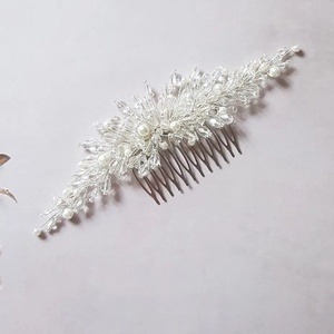Pieptan mireasa cu perle si cristale Estella - accesorii nuntă - ornamente de păr de nuntă - accesorii păr nuntă - Artynos.ro