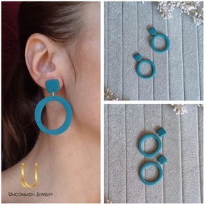 Cercei Teal Blue Hoops, Bijuterii, Cercei, Cercei si ornamente pentru urechi, Confectionarea bijuteriilor, ARTYNOS