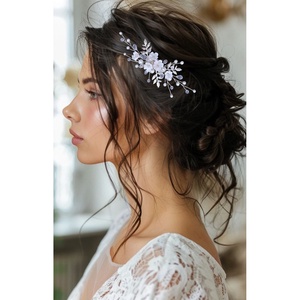 Pieptan mireasa floral - accesorii nuntă - ornamente de păr de nuntă - accesorii păr nuntă - Artynos.ro
