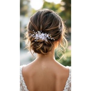 Pieptan mireasa floral - accesorii nuntă - ornamente de păr de nuntă - accesorii păr nuntă - Artynos.ro