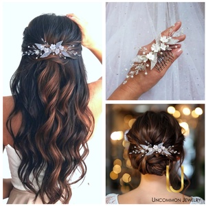 Pieptan mireasa floral, Accesorii nunta, Ornamente de par de nunta, Accesorii par nunta, Confectionarea bijuteriilor, ARTYNOS