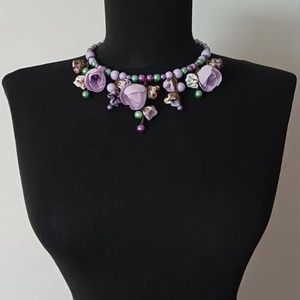Colier floral Purple Euphoria - bijuterii - coliere - coliere cu mărgele - Artynos.ro