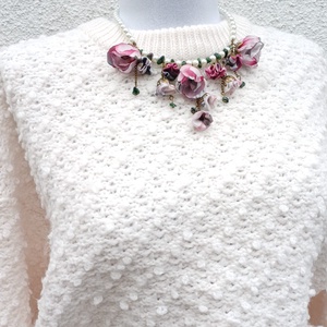 Colier floral cu Zoizit - Rapsodie in roz - bijuterii - coliere - coliere din pietre semiprețioase - Artynos.ro