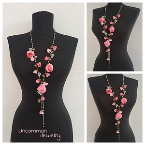 Colier floral Blossom + cercei asortati cadou, Bijuterii, Coliere, Coliere din margele, Confectionarea bijuteriilor, ARTYNOS