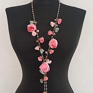 Colier floral Blossom + cercei asortati cadou - bijuterii - coliere - coliere din mărgele - Artynos.ro