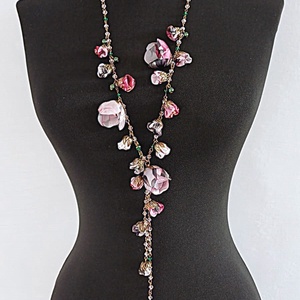 Colier floral lung + cercei cadou - bijuterii - coliere - coliere din mărgele - Artynos.ro