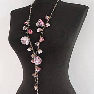 Colier floral lung + cercei cadou - bijuterii - coliere - coliere din mărgele - Artynos.ro