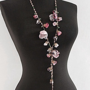 Colier floral lung + cercei cadou - bijuterii - coliere - coliere din mărgele - Artynos.ro