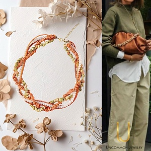 Colier cu pietre semipretioase Piatra Soarelui, Unakite, cristale si margele Toho, Bijuterii, Coliere, Coliere din margele, Confectionarea bijuteriilor, ARTYNOS