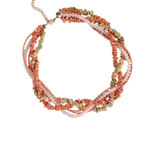 Colier cu pietre semipretioase Piatra Soarelui, Unakite, cristale si margele Toho - bijuterii - coliere - coliere din mărgele - Artynos.ro