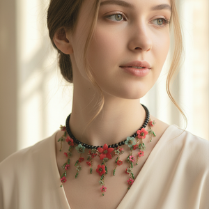 Colier floral - bijuterii - coliere - coliere cu multiple șiruri - Artynos.ro