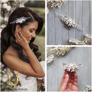 Pieptan mireasa floral, Accesorii nunta, Ornamente de par de nunta, Accesorii par nunta, Confectionarea bijuteriilor, ARTYNOS