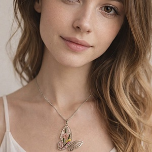 Colier cu flori naturale si rasina - bijuterii - coliere - coliere cu pandative - Artynos.ro