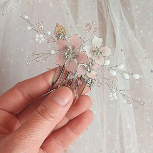 Mon Chery - Pieptan mireasa floral - accesorii nuntă - ornamente de păr de nuntă - accesorii păr nuntă - Artynos.ro