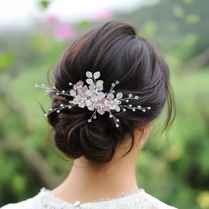 Pieptan mireasa floral - accesorii nuntă - ornamente de păr de nuntă - accesorii păr nuntă - Artynos.ro