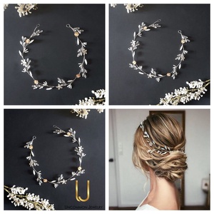 Coronita "Cara", Accesorii nunta, Ornamente de par de nunta, Accesorii par nunta, , Coronita mireasa, realizata din cristale, flori rose-gold si argintii. Se prinde in par cu panglica..., ARTYNOS