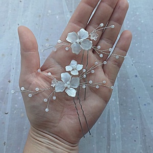 Set de 2 pini mireasa/Ace par mireasa - accesorii nuntă - ornamente de păr de nuntă - accesorii păr nuntă - Artynos.ro