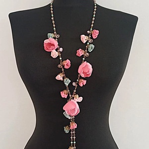 Colier floral lung Blossom - bijuterii - coliere - coliere cu multiple șiruri - Artynos.ro