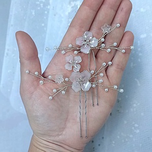 Set de 2 pini mireasa/Ace par mireasa - accesorii nuntă - ornamente de păr de nuntă - accesorii păr nuntă - Artynos.ro