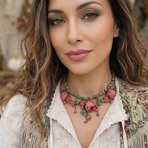 Colier statement Earthy Boho cu unakite - Artynos.ro
