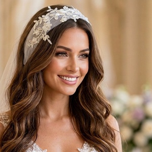 Esarfa cu broderie ivory pentru traditia dezgatitului miresei - accesorii nuntă - ornamente de păr de nuntă - accesorii păr nuntă - Artynos.ro