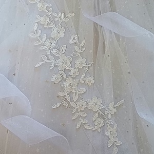 Esarfa cu broderie ivory pentru traditia dezgatitului miresei - accesorii nuntă - ornamente de păr de nuntă - accesorii păr nuntă - Artynos.ro