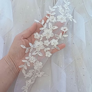 Esarfa cu broderie ivory pentru traditia dezgatitului miresei - accesorii nuntă - ornamente de păr de nuntă - accesorii păr nuntă - Artynos.ro