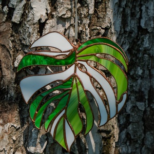 Frunza Monstera din sticla de vitraliu, Arte vizuale si accesorii , Alte arte, Prelucrarea metalelor, Arta de sticla, ARTYNOS